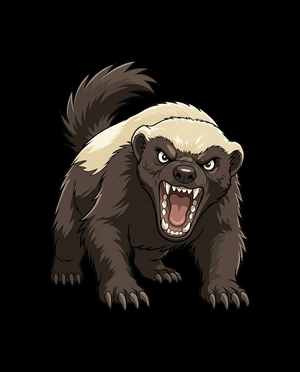 Belli Badger, the honey badger from Atomic Critters, in character portrait