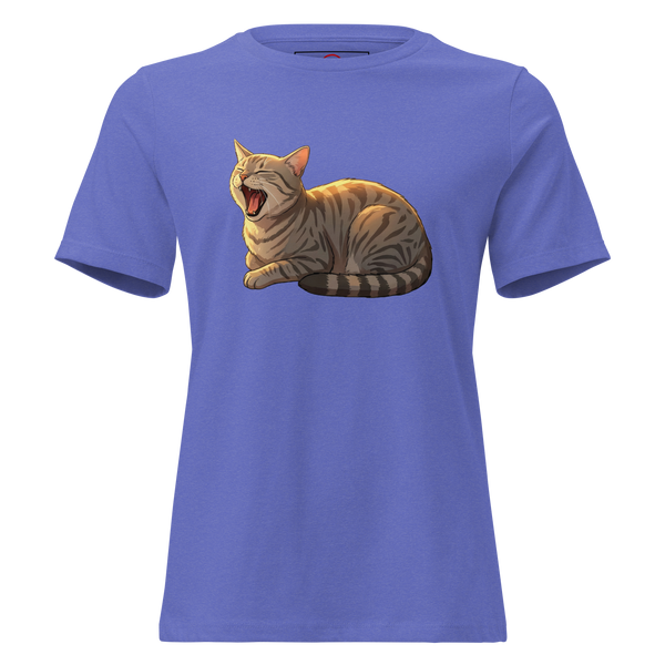 The Slug Cat Natural women's t-shirt in heather true royal, from the Atomic Critters Slug Cat collection
