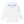 White kids' hoodie, back: icy blue mountain peaks along the hood and blue snowflakes down one sleeve