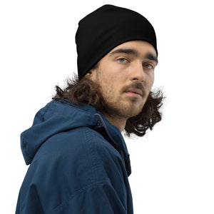 Atomic Critter Logo - All - Over Print Black Beanie - Atomic Critter Clothing