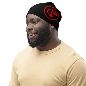 Atomic Critter Logo - All - Over Print Black Beanie - Atomic Critter Clothing