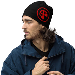 Atomic Critter Logo - All - Over Print Black Beanie - Atomic Critter Clothing