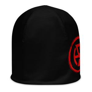 Atomic Critter Logo - All - Over Print Black Beanie - Atomic Critter Clothing