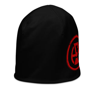 Atomic Critter Logo - All - Over Print Black Beanie - Atomic Critter Clothing