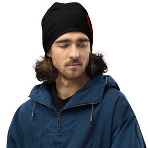 Atomic Critter Logo - All - Over Print Black Beanie - Atomic Critter Clothing