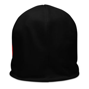 Atomic Critter Logo - All - Over Print Black Beanie - Atomic Critter Clothing