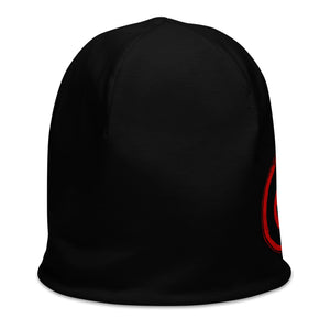 Atomic Critter Logo - All - Over Print Black Beanie - Atomic Critter Clothing