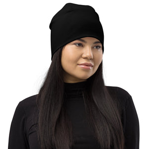 Atomic Critter Logo - All - Over Print Black Beanie - Atomic Critter Clothing
