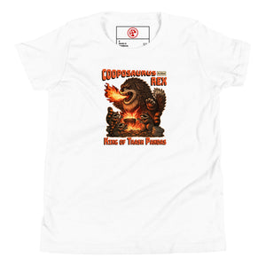 Cooposaurus Rex New King Youth Short Sleeve T-Shirt - Atomic Critter Clothing