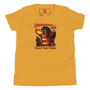 Cooposaurus Rex New King Youth Short Sleeve T-Shirt - Atomic Critter Clothing
