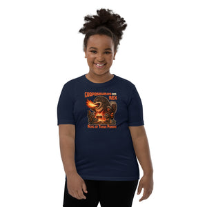 Cooposaurus Rex New King Youth Short Sleeve T-Shirt - Atomic Critter Clothing