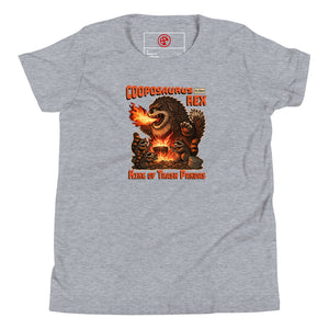 Cooposaurus Rex New King Youth Short Sleeve T-Shirt - Atomic Critter Clothing