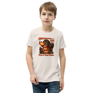 Cooposaurus Rex New King Youth Short Sleeve T-Shirt - Atomic Critter Clothing