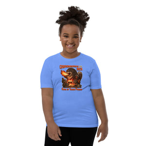 Cooposaurus Rex New King Youth Short Sleeve T-Shirt - Atomic Critter Clothing