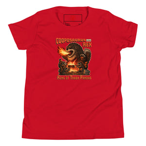 Cooposaurus Rex New King Youth Short Sleeve T-Shirt - Atomic Critter Clothing