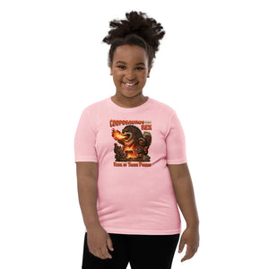 Cooposaurus Rex New King Youth Short Sleeve T-Shirt - Atomic Critter Clothing