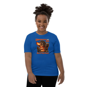Cooposaurus Rex New King Youth Short Sleeve T-Shirt - Atomic Critter Clothing