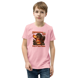 Cooposaurus Rex New King Youth Short Sleeve T-Shirt - Atomic Critter Clothing