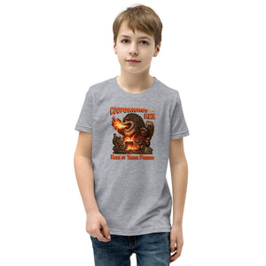 Cooposaurus Rex New King Youth Short Sleeve T-Shirt - Atomic Critter Clothing
