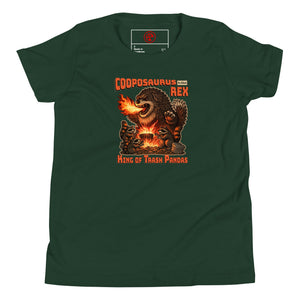 Cooposaurus Rex New King Youth Short Sleeve T-Shirt - Atomic Critter Clothing