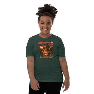 Cooposaurus Rex New King Youth Short Sleeve T-Shirt - Atomic Critter Clothing