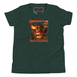 Cooposaurus Rex New King Youth Short Sleeve T-Shirt - Atomic Critter Clothing