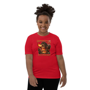 Cooposaurus Rex New King Youth Short Sleeve T-Shirt - Atomic Critter Clothing