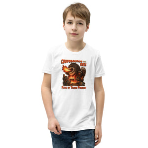 Cooposaurus Rex New King Youth Short Sleeve T-Shirt - Atomic Critter Clothing