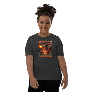 Cooposaurus Rex New King Youth Short Sleeve T-Shirt - Atomic Critter Clothing