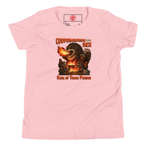Cooposaurus Rex New King Youth Short Sleeve T-Shirt - Atomic Critter Clothing