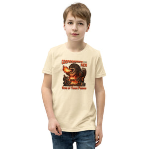 Cooposaurus Rex New King Youth Short Sleeve T-Shirt - Atomic Critter Clothing