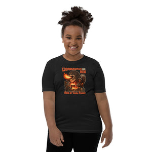 Cooposaurus Rex New King Youth Short Sleeve T-Shirt - Atomic Critter Clothing