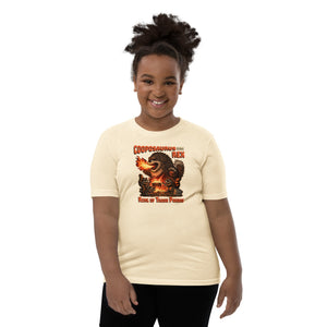 Cooposaurus Rex New King Youth Short Sleeve T-Shirt - Atomic Critter Clothing