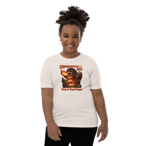 Cooposaurus Rex New King Youth Short Sleeve T-Shirt - Atomic Critter Clothing