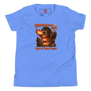 Cooposaurus Rex New King Youth Short Sleeve T-Shirt - Atomic Critter Clothing