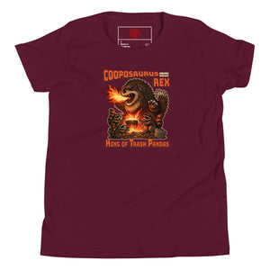 Cooposaurus Rex New King Youth Short Sleeve T-Shirt - Atomic Critter Clothing