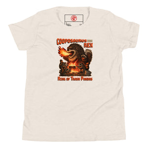 Cooposaurus Rex New King Youth Short Sleeve T-Shirt - Atomic Critter Clothing
