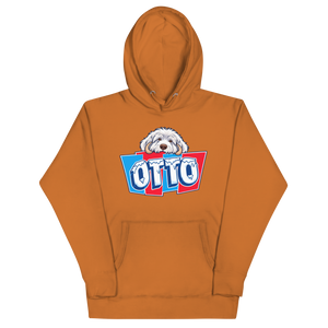 Adobe pullover hoodie with Otto's frost-white face over an icy blue and red OTTO sign