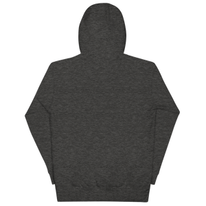 Charcoal Heather pullover hoodie from the back, plain