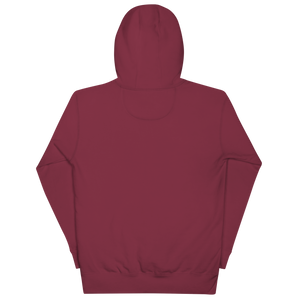 Maroon pullover hoodie from the back, plain