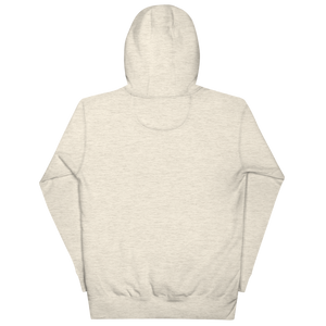 Oatmeal Heather pullover hoodie from the back, plain