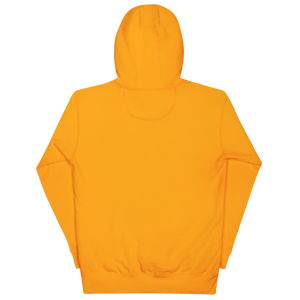 Team Gold pullover hoodie from the back, plain