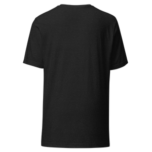 Black Heather unisex t-shirt from the back, plain