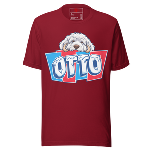 Cardinal unisex t-shirt with Otto's frost-white face over an icy blue and red OTTO sign