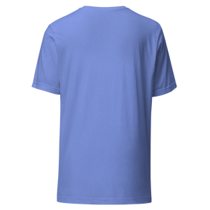 Heather Columbia Blue unisex t-shirt from the back, plain