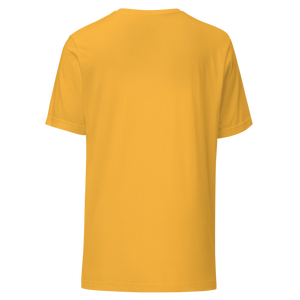 Heather Yellow Gold unisex t-shirt from the back, plain