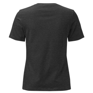 Dark Grey Heather women's relaxed t-shirt from the back, plain