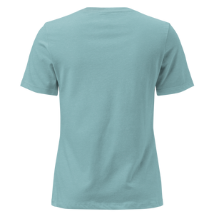 Heather Blue Lagoon women's relaxed t-shirt from the back, plain