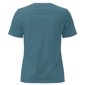 Heather Deep Teal women's relaxed t-shirt from the back, plain