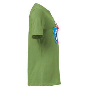 Leaf women's relaxed t-shirt, right side view, edge of the front print